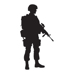 Swift Assault Soldier silhouette, striking with speed and force - Soldier illustration - Minimalist Soldier vector - Profession silhouette
