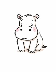 Cute Baby Hippo Doodle Design 
