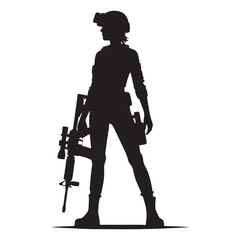 Brave Soldier silhouette, standing tall in the face of danger - Soldier illustration - Minimalist Soldier vector - Profession silhouette
