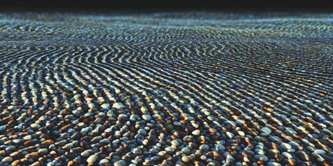 Obraz premium Flowing river with smooth stones symbolizes collaboration's journey and highlights adaptability's role in remote teamwork.