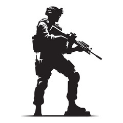 Fearless Soldier silhouette, a symbol of strength and sacrifice - Soldier illustration - Minimalist Soldier vector - Profession silhouette
