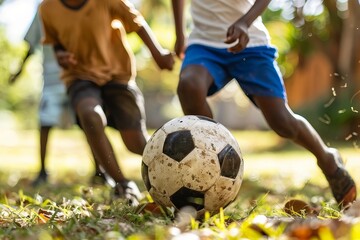 Obraz premium Backyard Soccer Fun: Family Bonding through Sport