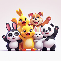 Naklejka premium some cartoon shape animal with different color 