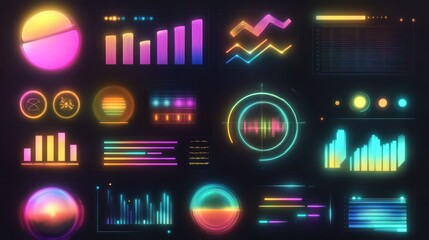 Fototapeta premium A futuristic graphical user interface displaying data visualization components