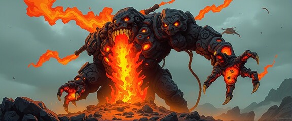 Stunning Lava Golem Artwork
