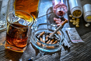 Addictive substances, including alcohol, cigarettes and drugs