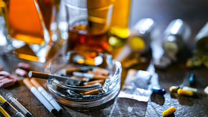 Addictive substances, including alcohol, cigarettes and drugs