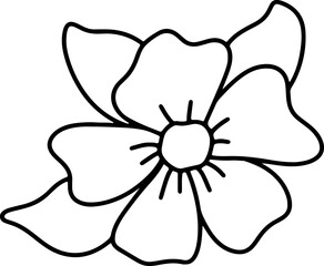 Cute mushroom, flowers, ribbon, cloud coloring page illustration, black white outline coloring book for kids