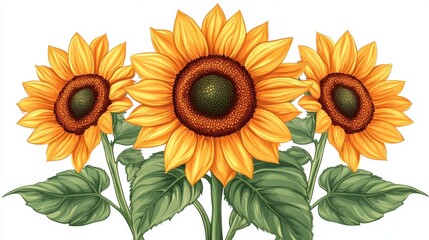 Obraz premium sunflower flower isolated,cartoon illustration style