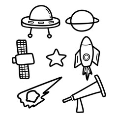 Hand drawn vector illustration set of galaxies icon