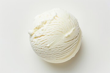 Vanilla ice cream scoop on white background. AI generated