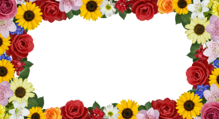 flower border frames with transparent background