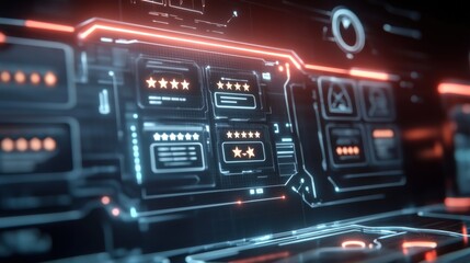 Naklejka premium Digital interface interaction virtual environment graphic animation futuristic design close-up view innovative technology concepts