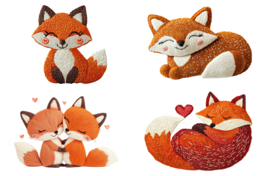 Cute fox characters embracing forest background digital art whimsical environment close-up view love theme