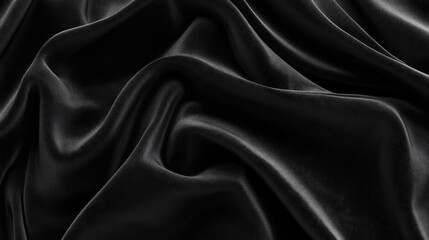 Fototapeta premium Smooth flowing black fabric with luxurious folds and gentle waves