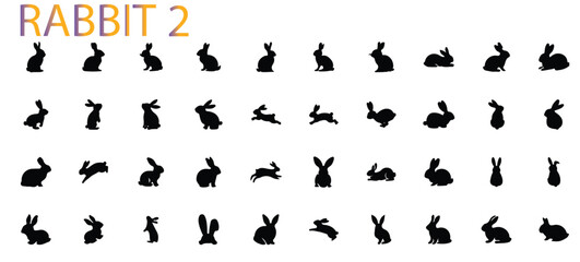 rabbit silhouette set