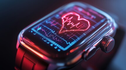 Health monitoring device modern technology digital display futuristic environment close-up view heart rate visualization for wellness tracking