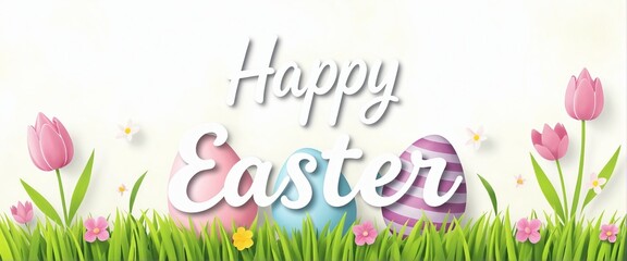 Joyful Easter Greeting Card Design Featuring 'Happy Easter'