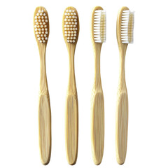 bamboo toothbrushes set on white background