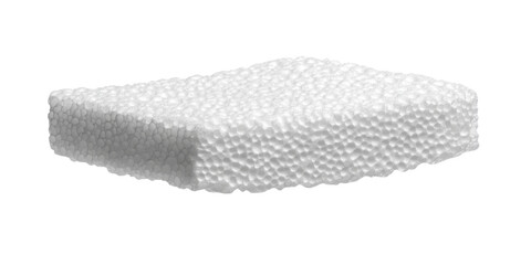 white styrofoam block with irregular texture on white background