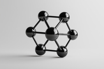 3d render of molecule, 3d model of molecule, black molecular model