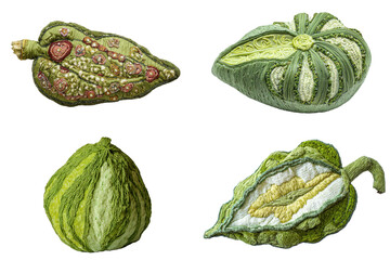 Naklejka premium Artistic depiction of unique green vegetables botanical garden illustration natural setting close-up culinary inspiration
