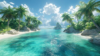 tropical island with palm trees