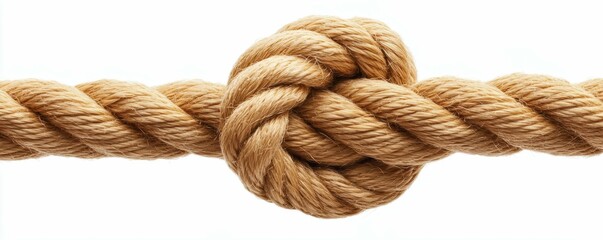 Strong Knotted Rope Isolated on White Background