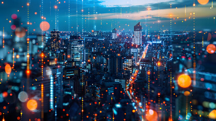 Smart AI society digital cityscape advanced technology