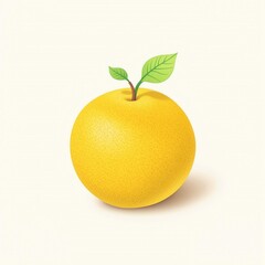 A yellow apple with a green leaf on top