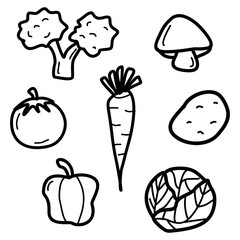 Hand drawn vector illustration set of vegetable