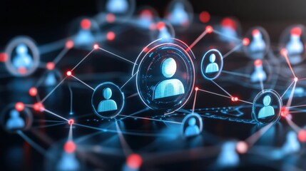 Exploring digital connections networking event in cyber space infographic visualization modern tech environment bird's eye view social interactions