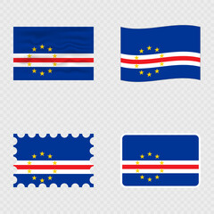 Cape Verde national flag in four different styles.