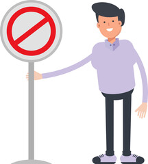 Male Character and Prohibition Signage
