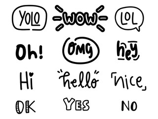 Fototapeta premium Hand drawn vector illustration set of words emoji