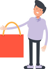 Male Character Holding Shopping Bag

