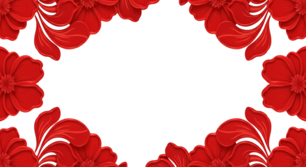 red flower art borders and transparent background, frame, wallpaper, background, abstract