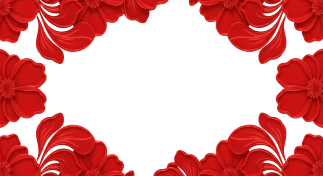 red flower art borders and transparent background, frame, wallpaper, background, abstract