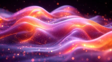 Abstract glowing wavy particles