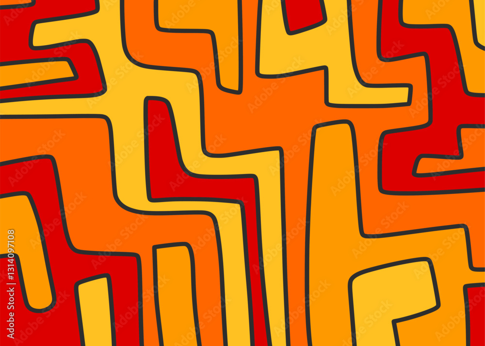 Poster minimalist background with seamless colorful maze line pattern