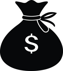 Money Bag Silhouette Vector, Money Bag Clipart, Money bag icon