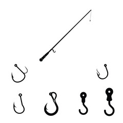 fishing Rod and hook set vector illustration