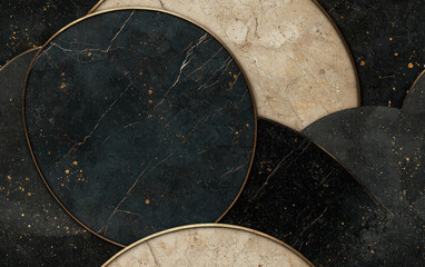 Abstract Dark Beige Circles Gold Accents Textured Background