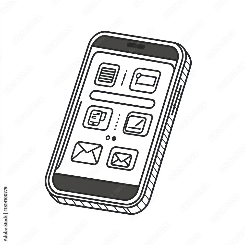 Poster 3D line icon representing mobile apps designed for high-resolution displays and digital content.