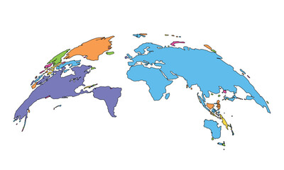 Colorful World map isolated on white background. for website layouts, background, education, precise, customizable, Travel worldwide, earth geography, political, reports.