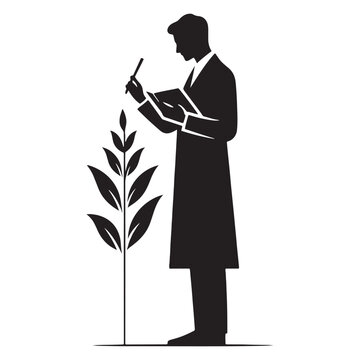 scientist observing plant black silhouette clip art preview