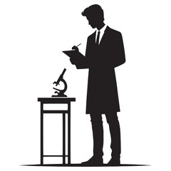 Curious Biologist silhouette, unraveling the mysteries of life - Biologist illustration - Minimalist Biologist vector - Profession silhouette
