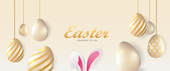 Easter day poster and banner template collection with Easter eggs in colorful gradient style, Greetings card background for Easter Day.Promotion and shopping template for Easter with copy space.