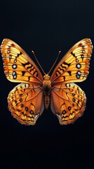 Vibrant Monarch Butterfly with Detailed Patterns on Black Background