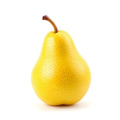 Vibrant Yellow European Pear Isolated on White Background: A Single Spring Fruit Close-up for Healthy Snack Ads and Gourmet Dessert Recipe Social Media Posts